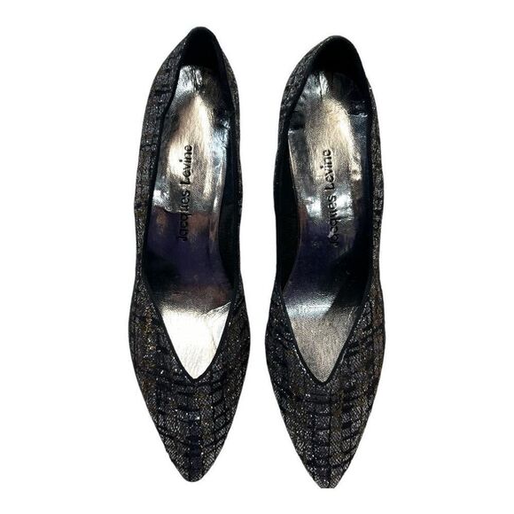 Jacques Levine Womens Pointed Toe Metallic Sparkly Pump Heels Silver Gold Size 8 - Picture 2 of 9
